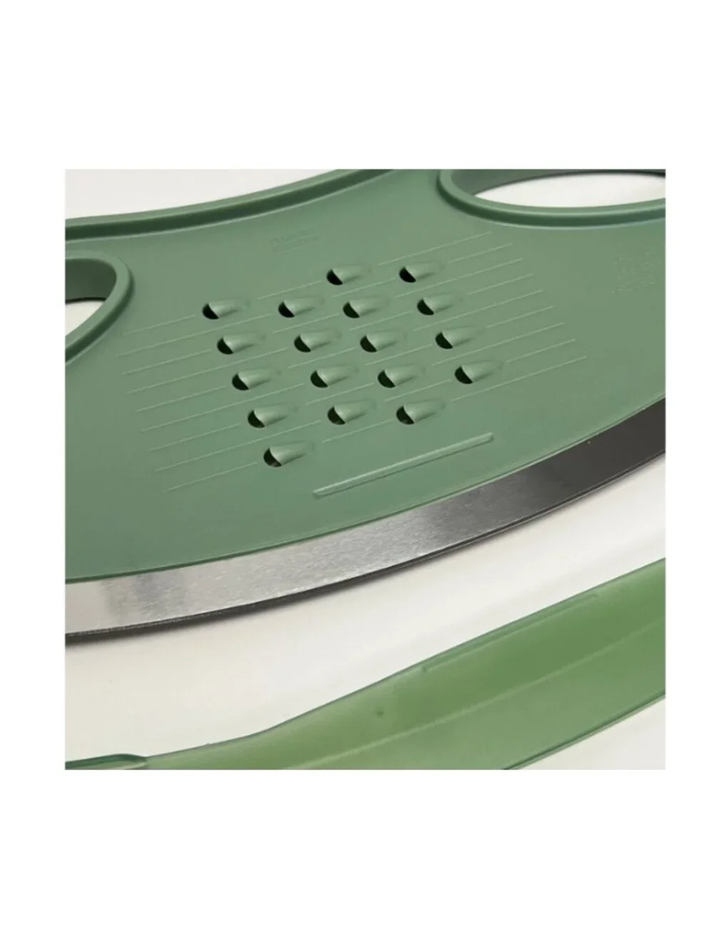 Kuhn Rikon XL Pizza Mezzaluna Knife & Grater with Sheath K51500 NEW SAGE GREEN